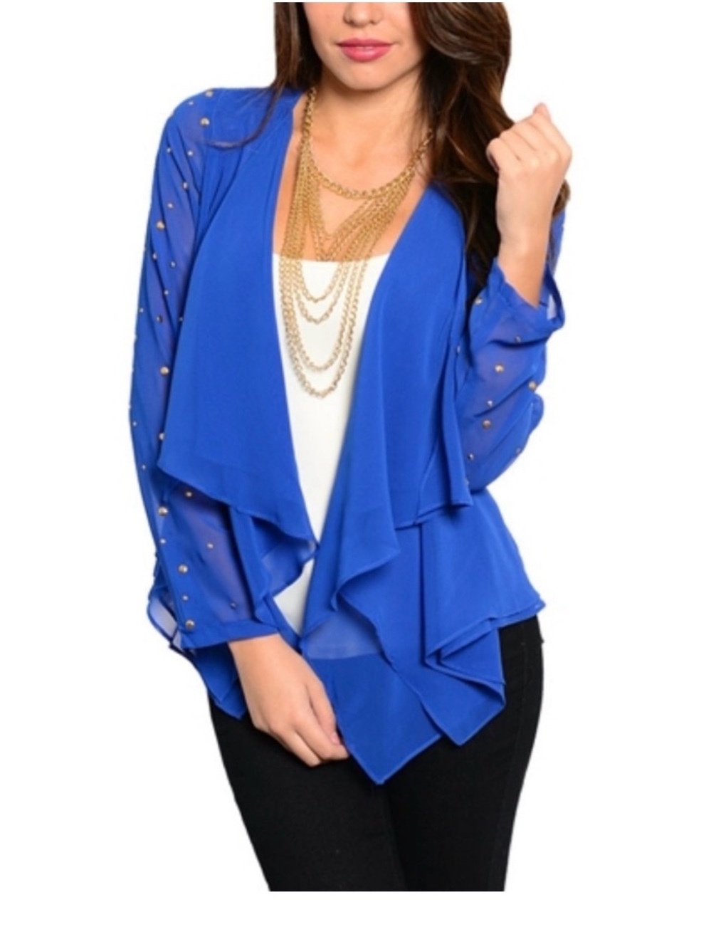 Marineblu open front top